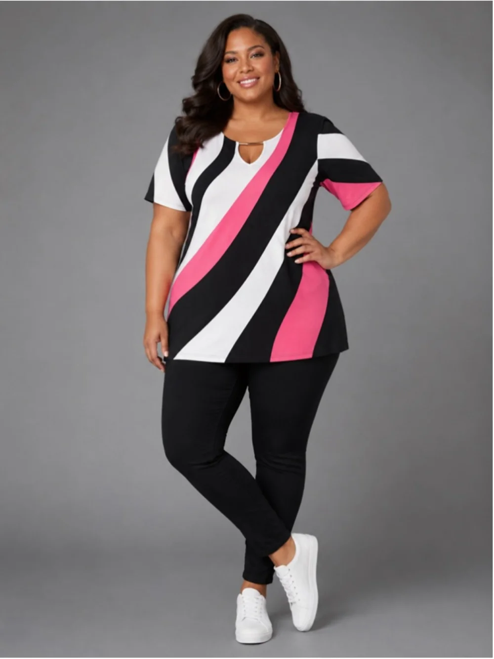 Ashley Stewart Swirl Print Bar Neck Tunic – Size 14/16
